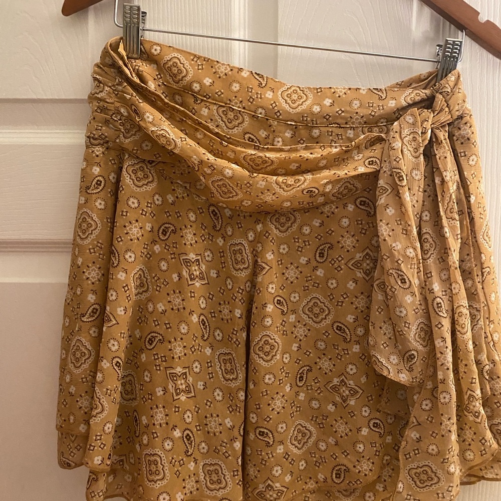 Paisley Wrap Skirt in Mustard Yellow